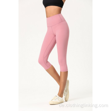 3/4 lange Yogahose mit hoher Taille